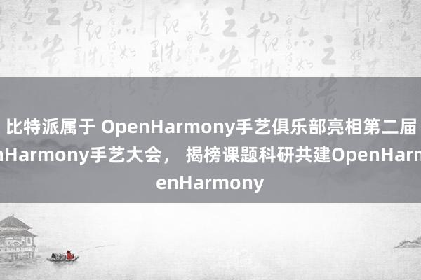 比特派属于 OpenHarmony手艺俱乐部亮相第二届OpenHarmony手艺大会， 揭榜课题科研共建OpenHarmony