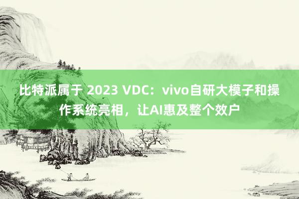 比特派属于 2023 VDC：vivo自研大模子和操作系统亮相，让AI惠及整个效户