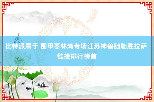 比特派属于 围甲枣林湾专场江苏神兽朏朏胜拉萨 链接排行榜首